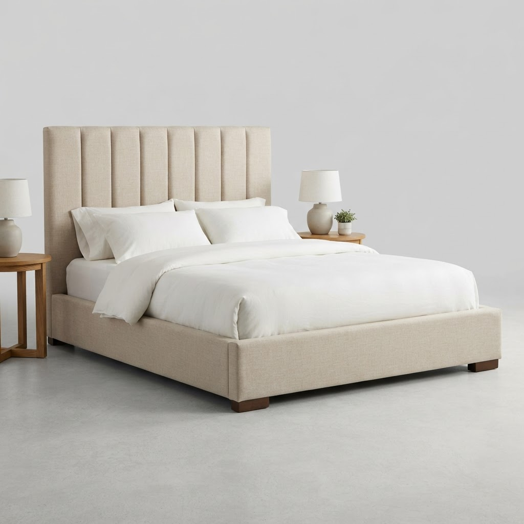 Rowe Linen Panel Bed - Queen Upholstered Beds