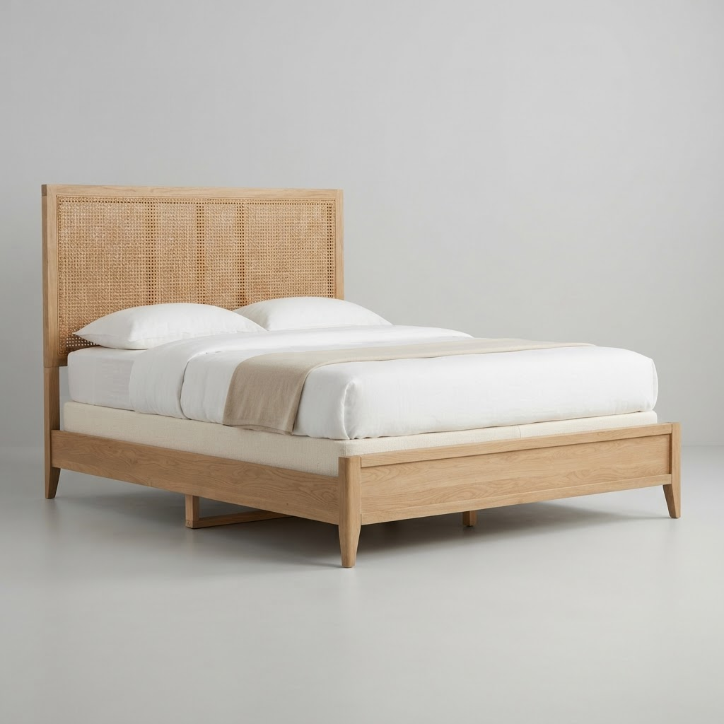 Winslow Rattan-Inspired Bed - Queen Wood Beds